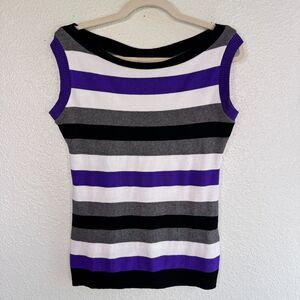 Elhoffer Design Top Women Medium Ace Pride Shell Stripe Knit Tank Cosplay Purple